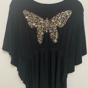 Black top with sparkly butterfly
